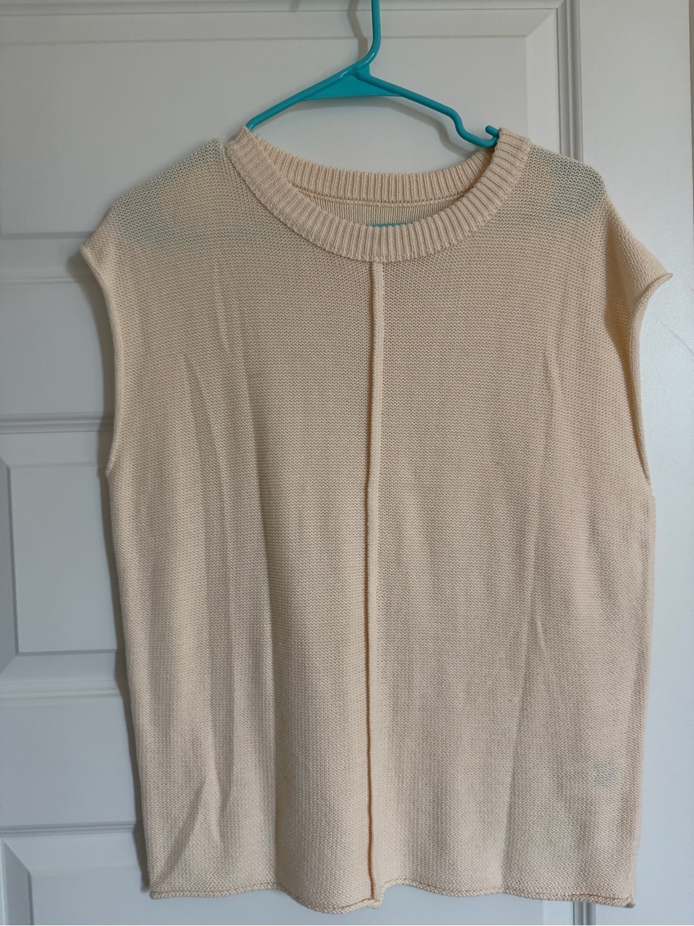 Cream Sleeveless Knit Top